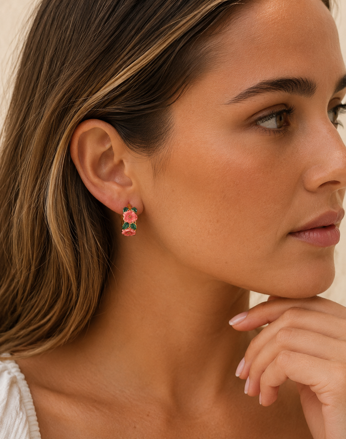 Camellia Chic Enamel Drop Earrings